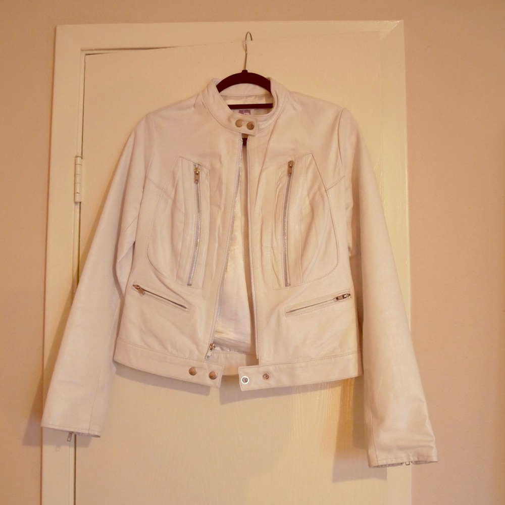 Joe’s Jeans White Leather Motorcycle Jacket